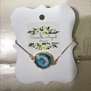 Blue geode stone slider bracelet